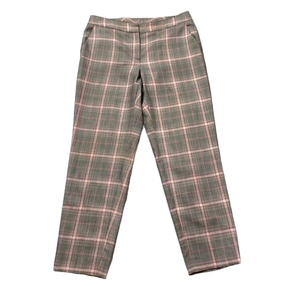 St. John Multicolor Plaid Flat Front Straight Leg Pocket Trouser Pants Size 6 - Picture 3 of 6